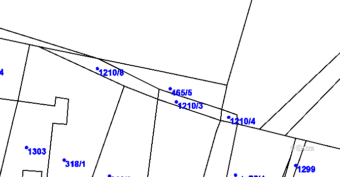 Parcela st. 465/5 v KÚ Sklené u Svitav, Katastrální mapa
