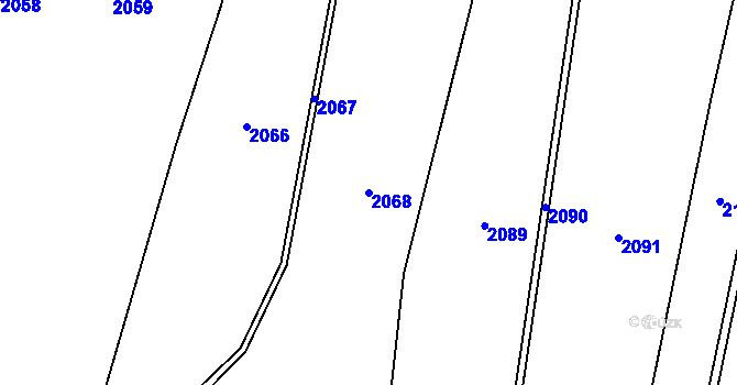 Parcela st. 2068 v KÚ Sklené u Svitav, Katastrální mapa