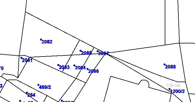Parcela st. 2087 v KÚ Sklené u Svitav, Katastrální mapa