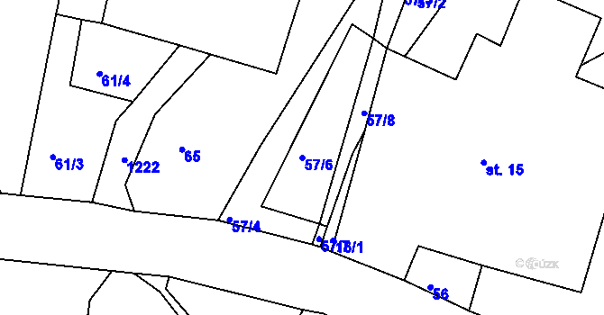 Parcela st. 57/6 v KÚ Sklené u Svitav, Katastrální mapa