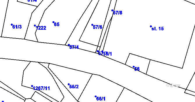 Parcela st. 57/7 v KÚ Sklené u Svitav, Katastrální mapa
