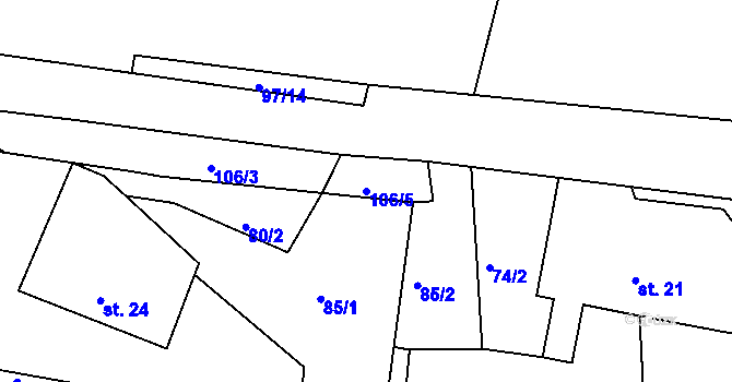 Parcela st. 106/5 v KÚ Sklené u Svitav, Katastrální mapa