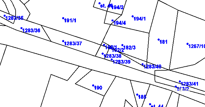 Parcela st. 1283/38 v KÚ Sklené u Svitav, Katastrální mapa