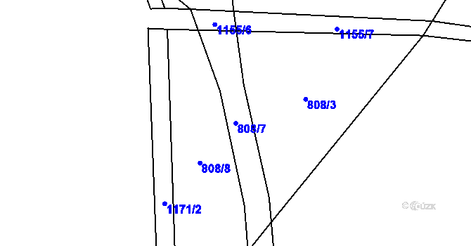 Parcela st. 808/7 v KÚ Sklené u Svitav, Katastrální mapa