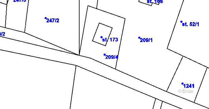 Parcela st. 209/4 v KÚ Sklené u Svitav, Katastrální mapa