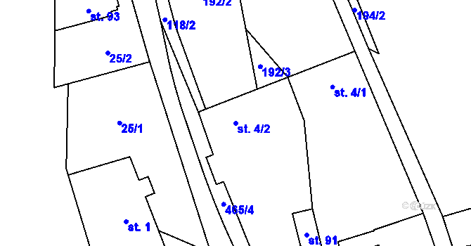 Parcela st. 4/2 v KÚ Sklené u Žďáru nad Sázavou, Katastrální mapa