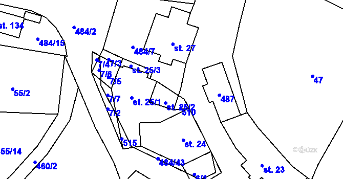 Parcela st. 25/4 v KÚ Sklené u Žďáru nad Sázavou, Katastrální mapa