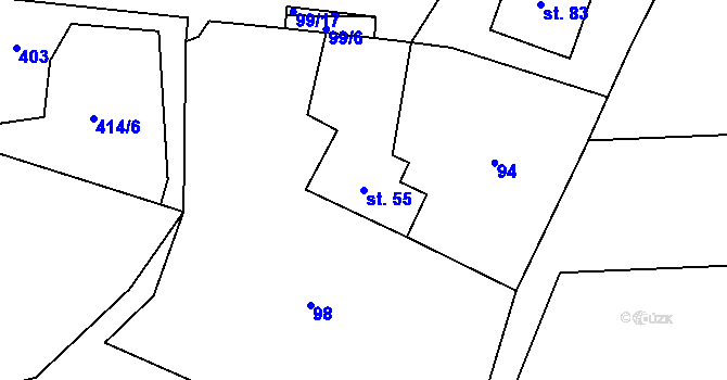 Parcela st. 55 v KÚ Sklené u Žďáru nad Sázavou, Katastrální mapa