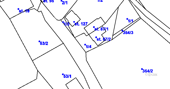 Parcela st. 1/4 v KÚ Sklené u Žďáru nad Sázavou, Katastrální mapa