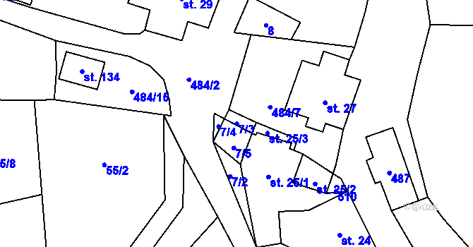 Parcela st. 7/3 v KÚ Sklené u Žďáru nad Sázavou, Katastrální mapa