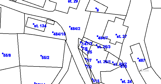 Parcela st. 7/4 v KÚ Sklené u Žďáru nad Sázavou, Katastrální mapa