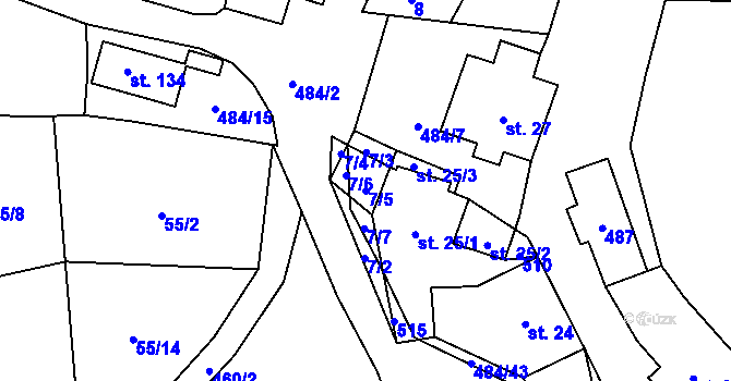 Parcela st. 7/5 v KÚ Sklené u Žďáru nad Sázavou, Katastrální mapa