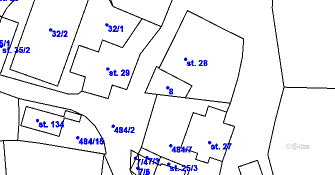 Parcela st. 8 v KÚ Sklené u Žďáru nad Sázavou, Katastrální mapa
