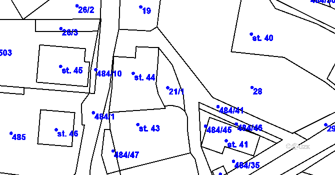 Parcela st. 21/1 v KÚ Sklené u Žďáru nad Sázavou, Katastrální mapa