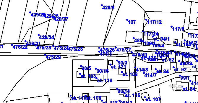 Parcela st. 475/1 v KÚ Sklené u Žďáru nad Sázavou, Katastrální mapa