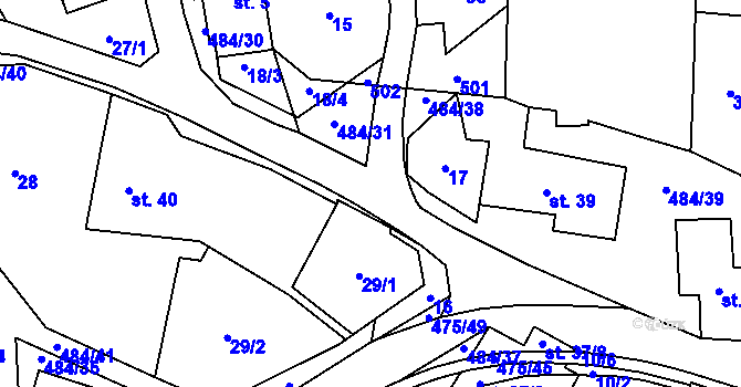Parcela st. 484/1 v KÚ Sklené u Žďáru nad Sázavou, Katastrální mapa