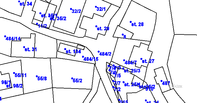 Parcela st. 484/2 v KÚ Sklené u Žďáru nad Sázavou, Katastrální mapa