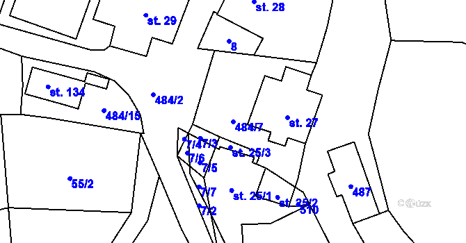 Parcela st. 484/7 v KÚ Sklené u Žďáru nad Sázavou, Katastrální mapa