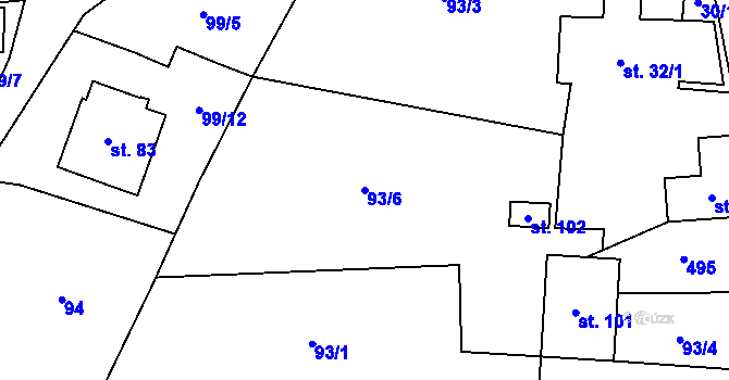 Parcela st. 93/6 v KÚ Sklené u Žďáru nad Sázavou, Katastrální mapa