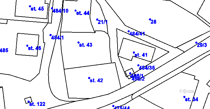 Parcela st. 484/33 v KÚ Sklené u Žďáru nad Sázavou, Katastrální mapa