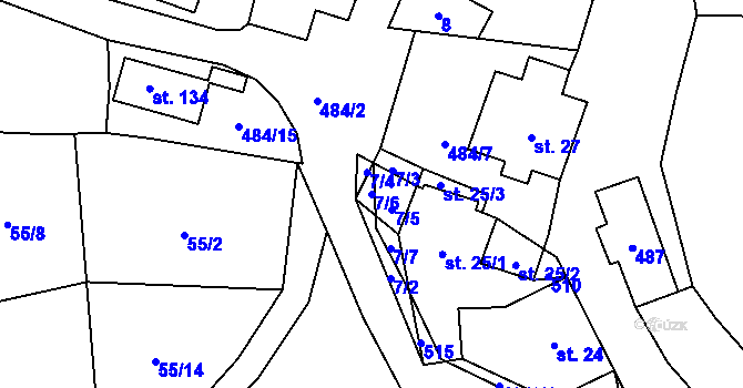 Parcela st. 7/6 v KÚ Sklené u Žďáru nad Sázavou, Katastrální mapa