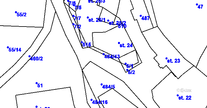 Parcela st. 484/43 v KÚ Sklené u Žďáru nad Sázavou, Katastrální mapa