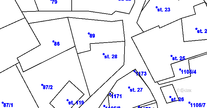 Parcela st. 28 v KÚ Sklené nad Oslavou, Katastrální mapa