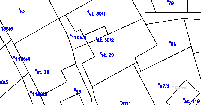 Parcela st. 29 v KÚ Sklené nad Oslavou, Katastrální mapa