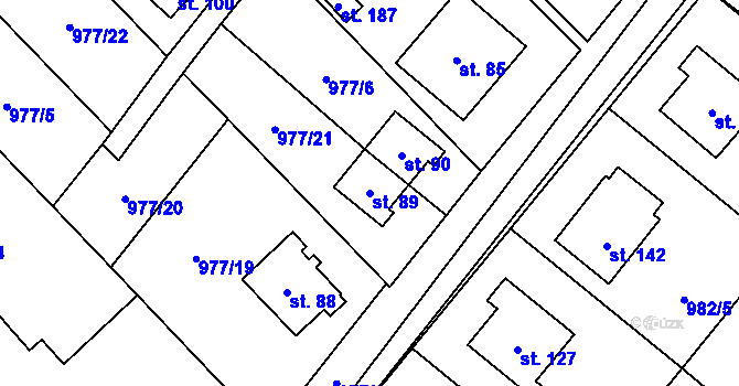 Parcela st. 89 v KÚ Sklené nad Oslavou, Katastrální mapa