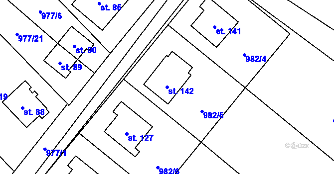 Parcela st. 142 v KÚ Sklené nad Oslavou, Katastrální mapa