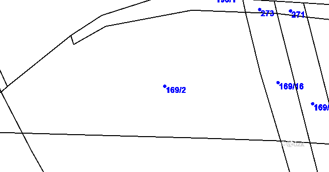Parcela st. 169/2 v KÚ Sklené nad Oslavou, Katastrální mapa