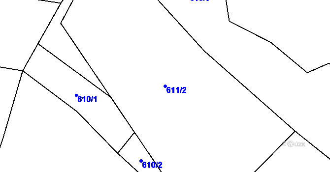 Parcela st. 611/2 v KÚ Sklené nad Oslavou, Katastrální mapa