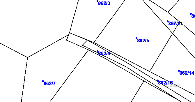 Parcela st. 862/4 v KÚ Sklené nad Oslavou, Katastrální mapa