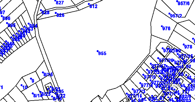 Parcela st. 955 v KÚ Sklené nad Oslavou, Katastrální mapa