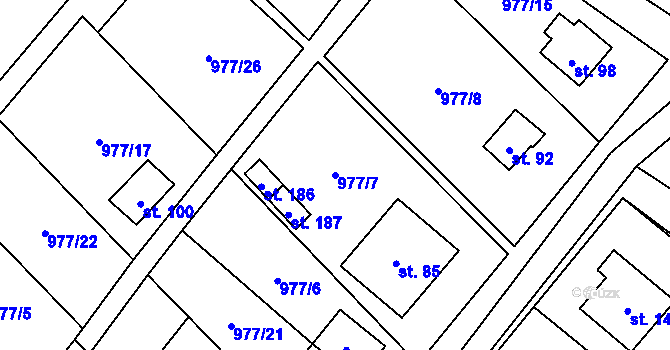 Parcela st. 977/7 v KÚ Sklené nad Oslavou, Katastrální mapa