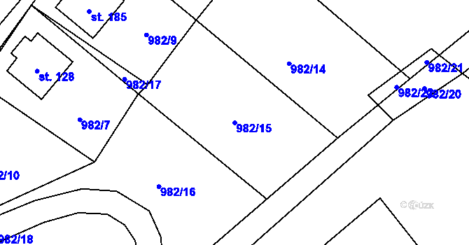 Parcela st. 982/15 v KÚ Sklené nad Oslavou, Katastrální mapa