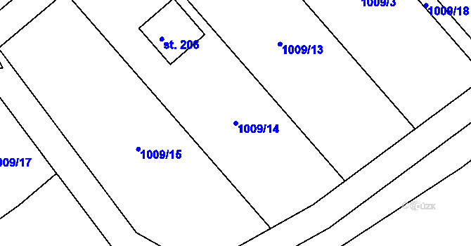 Parcela st. 1009/14 v KÚ Sklené nad Oslavou, Katastrální mapa