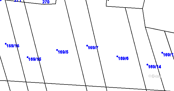 Parcela st. 169/7 v KÚ Sklené nad Oslavou, Katastrální mapa