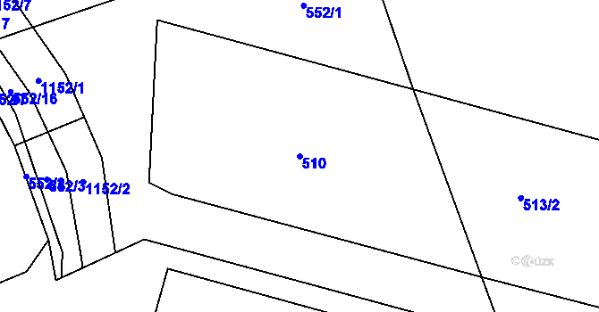 Parcela st. 510 v KÚ Sklené nad Oslavou, Katastrální mapa