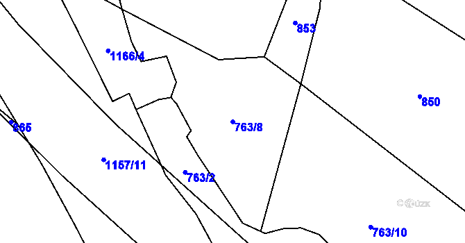 Parcela st. 763/8 v KÚ Sklené nad Oslavou, Katastrální mapa