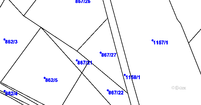 Parcela st. 867/27 v KÚ Sklené nad Oslavou, Katastrální mapa