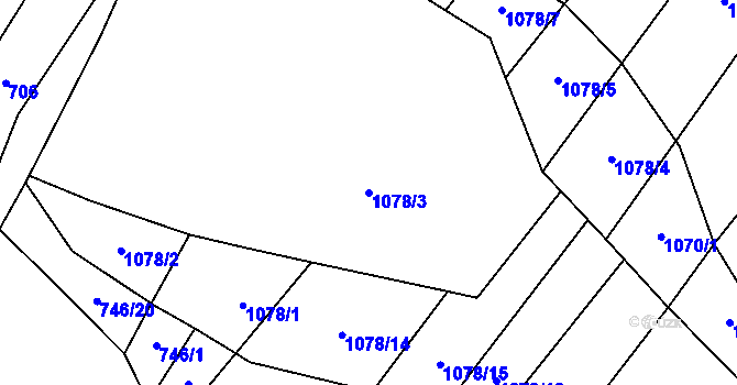 Parcela st. 1078/3 v KÚ Sklené nad Oslavou, Katastrální mapa