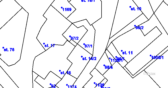 Parcela st. 97/1 v KÚ Sklené nad Oslavou, Katastrální mapa