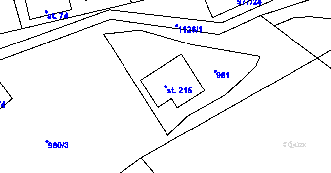 Parcela st. 215 v KÚ Sklené nad Oslavou, Katastrální mapa