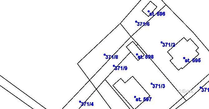 Parcela st. 371/8 v KÚ Sklenov, Katastrální mapa