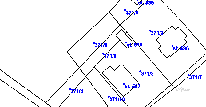 Parcela st. 371/9 v KÚ Sklenov, Katastrální mapa