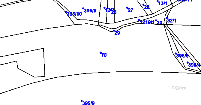 Parcela st. 78 v KÚ Sklenov, Katastrální mapa