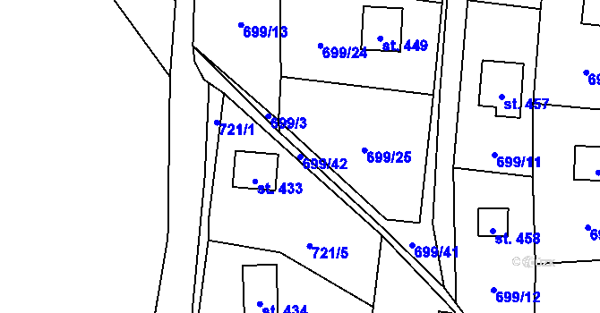 Parcela st. 699/42 v KÚ Sklenov, Katastrální mapa