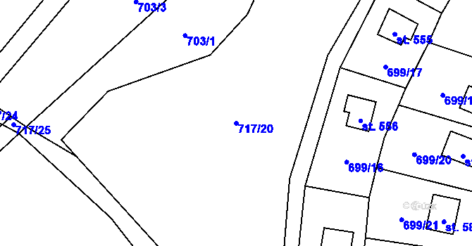 Parcela st. 717/20 v KÚ Sklenov, Katastrální mapa