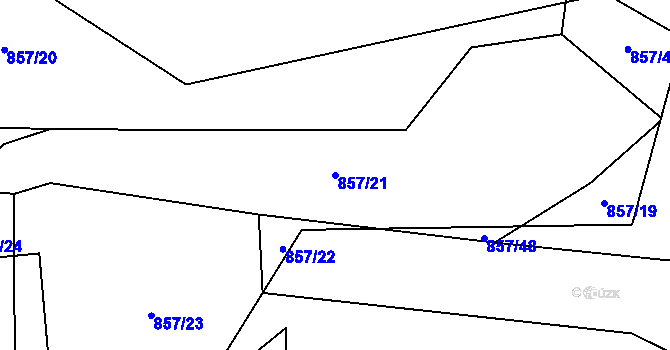 Parcela st. 857/21 v KÚ Sklenov, Katastrální mapa